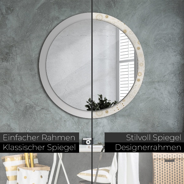 Round mirror frame with print Mystical esoteric pattern