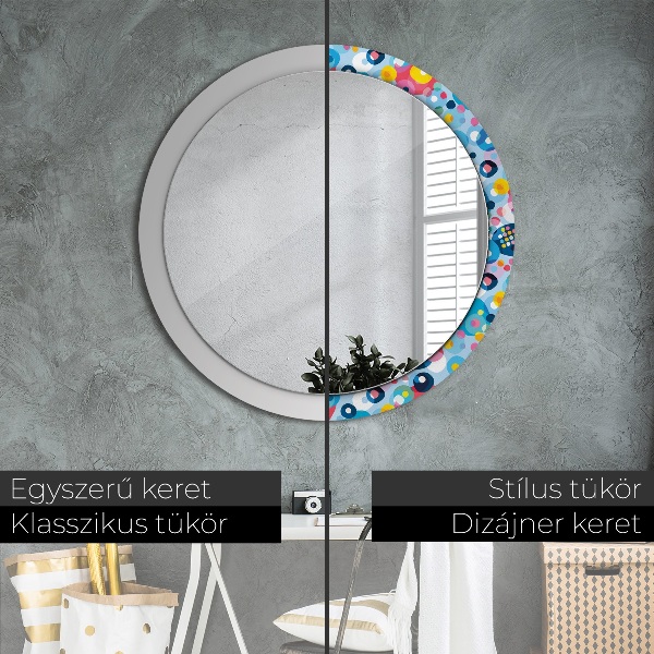 Round wall mirror design Colorful thorns