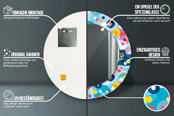 Round wall mirror design Colorful thorns