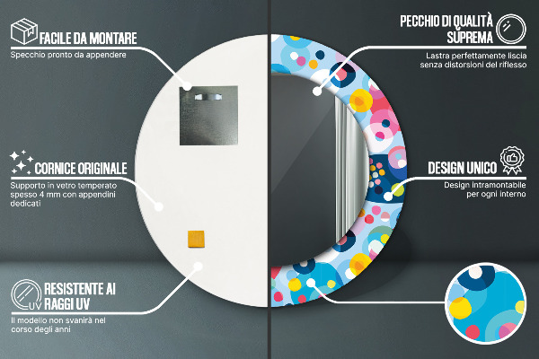 Round wall mirror design Colorful thorns