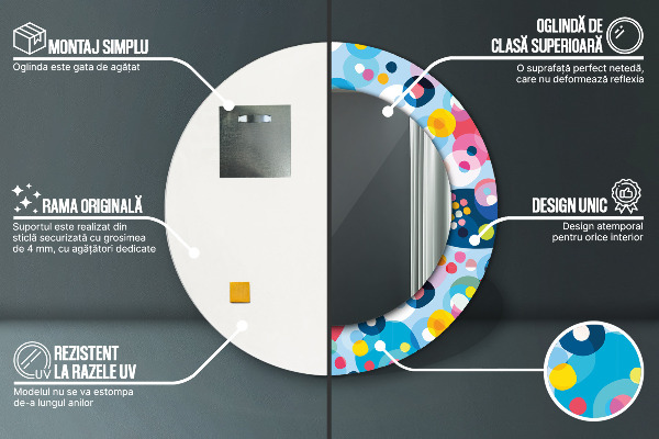 Round wall mirror design Colorful thorns