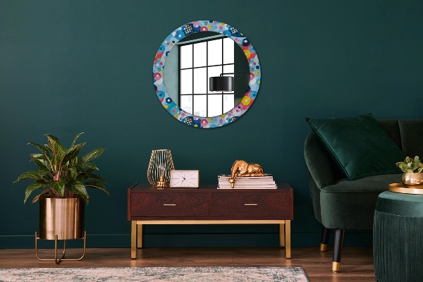 Round wall mirror design Colorful thorns