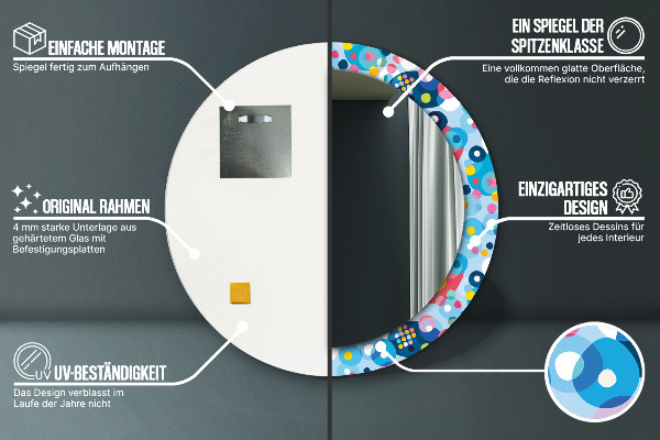 Round wall mirror design Colorful thorns