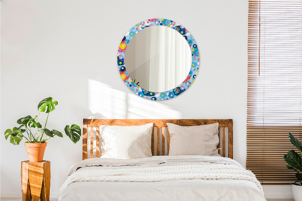 Round wall mirror design Colorful thorns