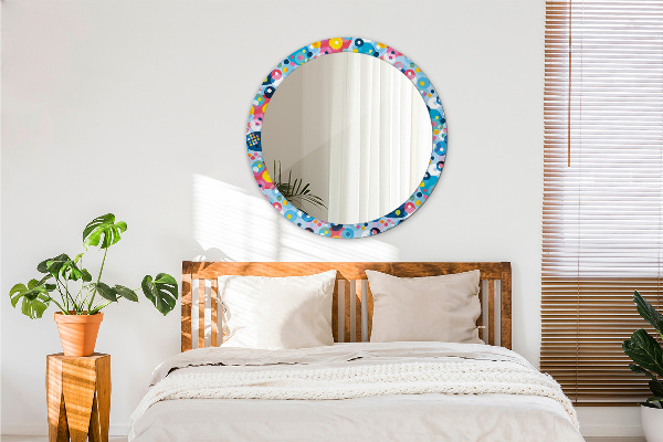 Round wall mirror design Colorful thorns