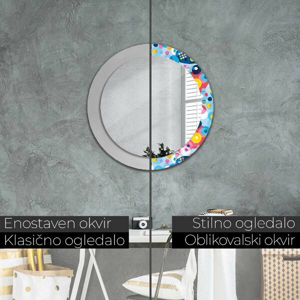 Round wall mirror design Colorful thorns