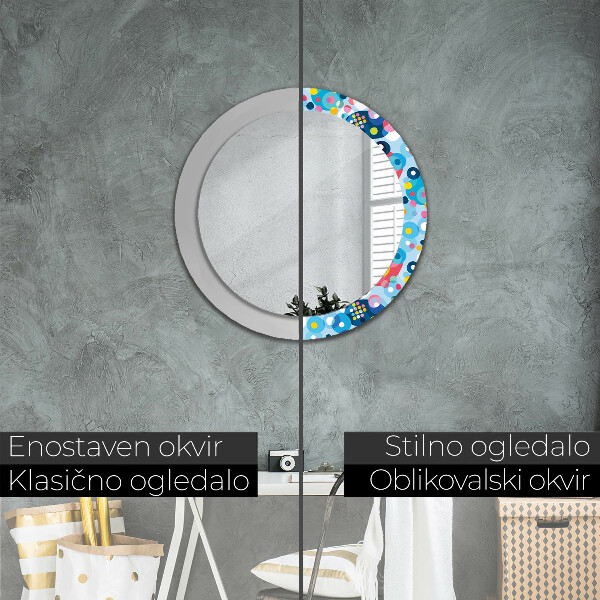 Round wall mirror design Colorful thorns