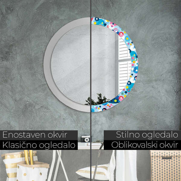 Round wall mirror design Colorful thorns