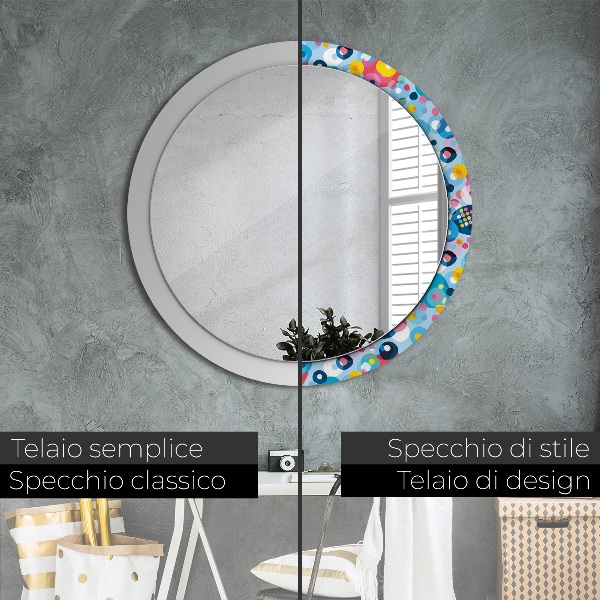 Round wall mirror design Colorful thorns