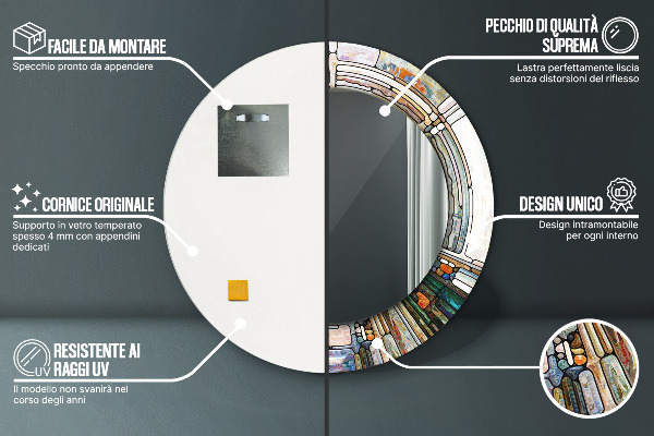 Round wall mirror design Abstract stained glass window