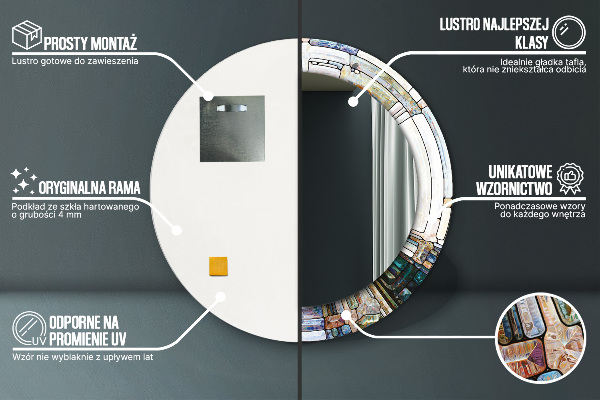 Round wall mirror design Abstract stained glass window