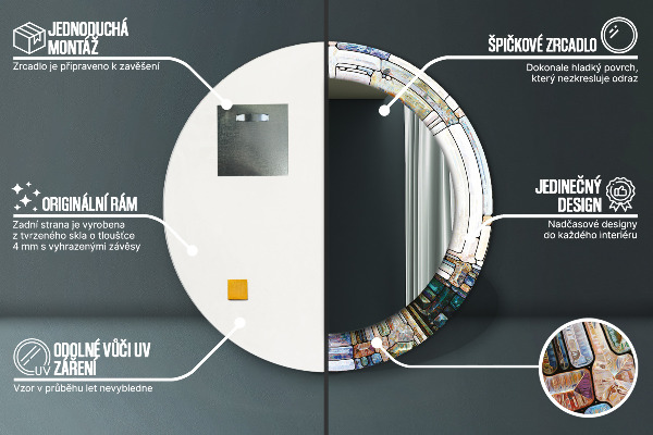 Round wall mirror design Abstract stained glass window