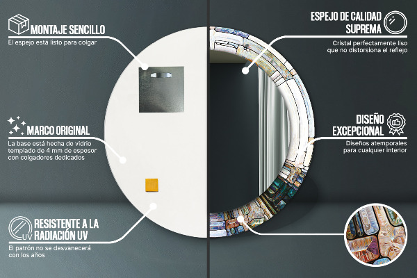 Round wall mirror design Abstract stained glass window