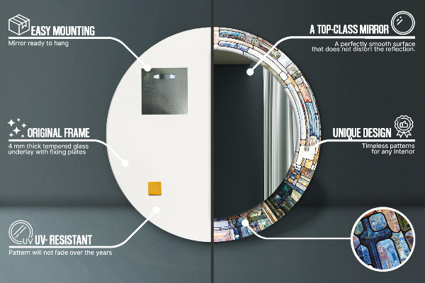 Round wall mirror design Abstract stained glass window