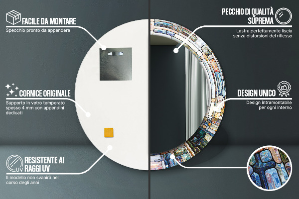 Round wall mirror design Abstract stained glass window