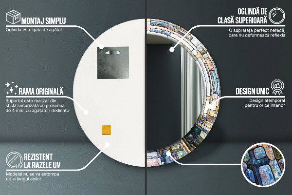 Round wall mirror design Abstract stained glass window