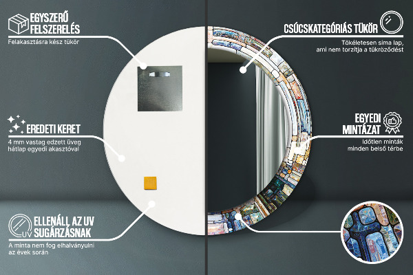 Round wall mirror design Abstract stained glass window