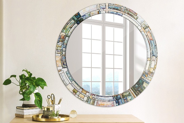 Round wall mirror design Abstract stained glass window