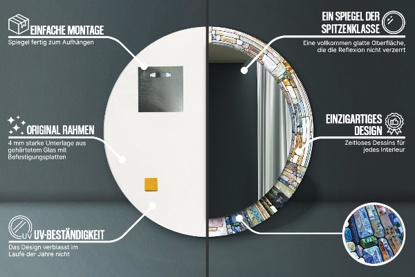 Round wall mirror design Abstract stained glass window