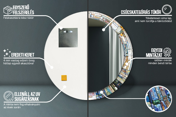 Round wall mirror design Abstract stained glass window