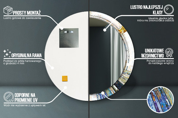 Round wall mirror design Abstract stained glass window