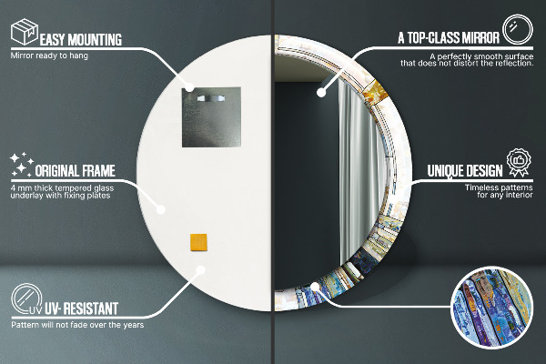 Round wall mirror design Abstract stained glass window