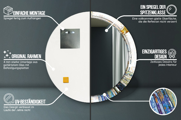 Round wall mirror design Abstract stained glass window