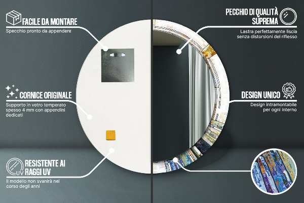 Round wall mirror design Abstract stained glass window