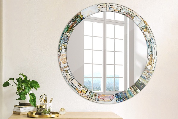 Round wall mirror design Abstract stained glass window