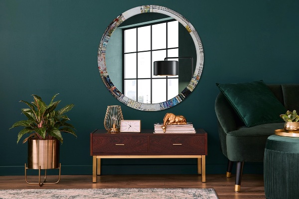 Round wall mirror design Abstract stained glass window