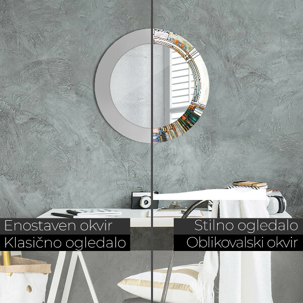 Round wall mirror design Abstract stained glass window