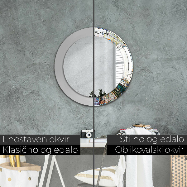 Round wall mirror design Abstract stained glass window