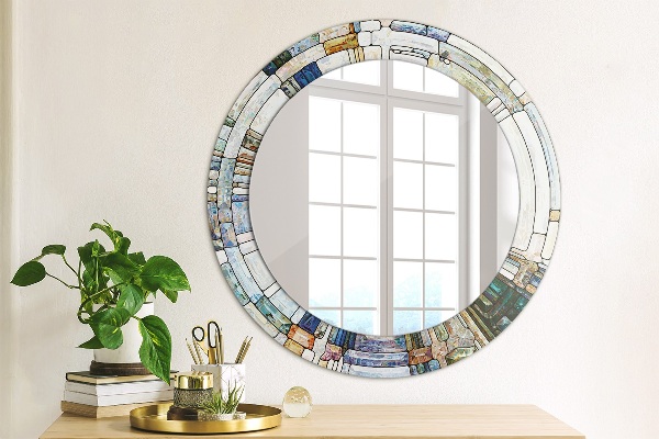 Round wall mirror design Abstract stained glass window