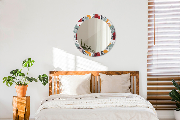 Round decorative mirror Abstraction with birds