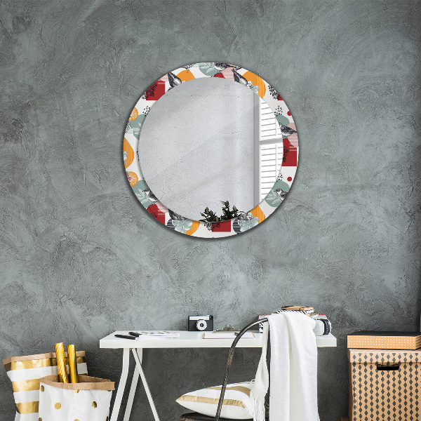 Round decorative mirror Abstraction with birds