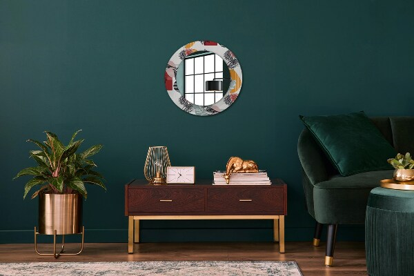 Round decorative mirror Abstraction with birds