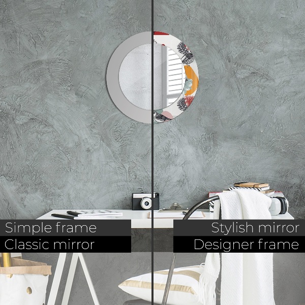 Round decorative mirror Abstraction with birds