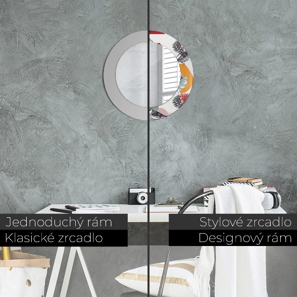 Round decorative mirror Abstraction with birds