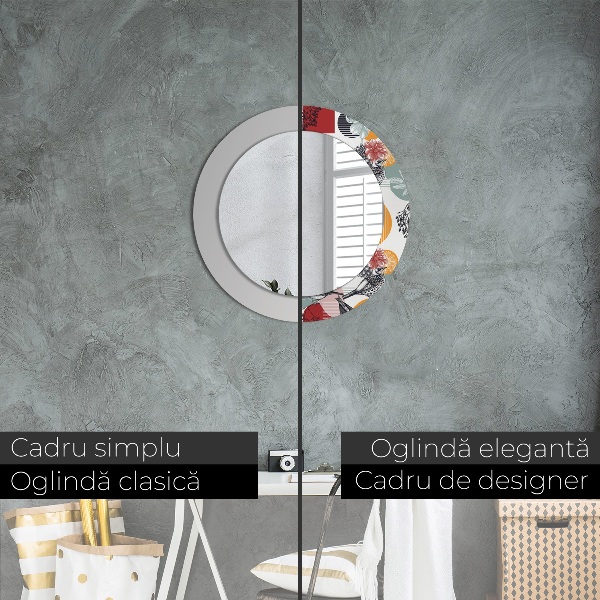 Round decorative mirror Abstraction with birds