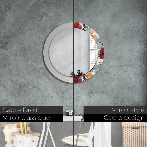 Round decorative mirror Abstraction with birds
