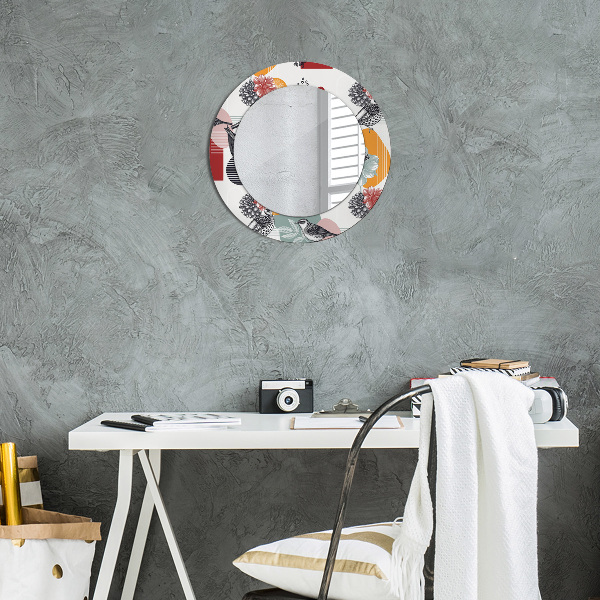 Round decorative mirror Abstraction with birds