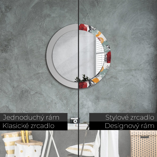 Round decorative mirror Abstraction with birds