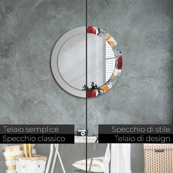 Round decorative mirror Abstraction with birds