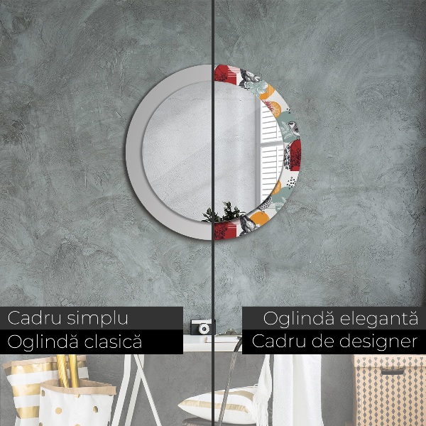 Round decorative mirror Abstraction with birds
