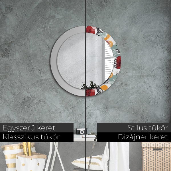 Round decorative mirror Abstraction with birds