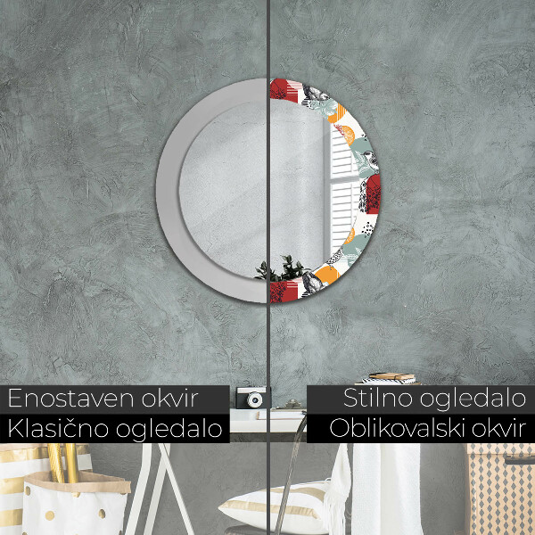 Round decorative mirror Abstraction with birds