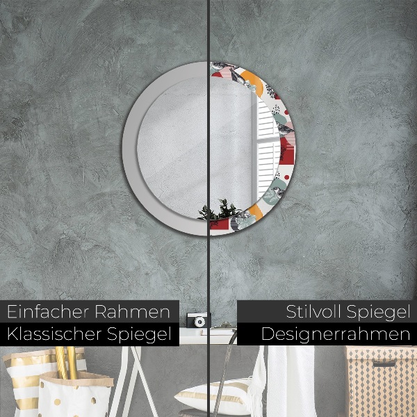 Round decorative mirror Abstraction with birds