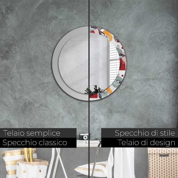 Round decorative mirror Abstraction with birds