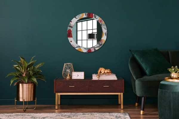 Round decorative mirror Abstraction with birds