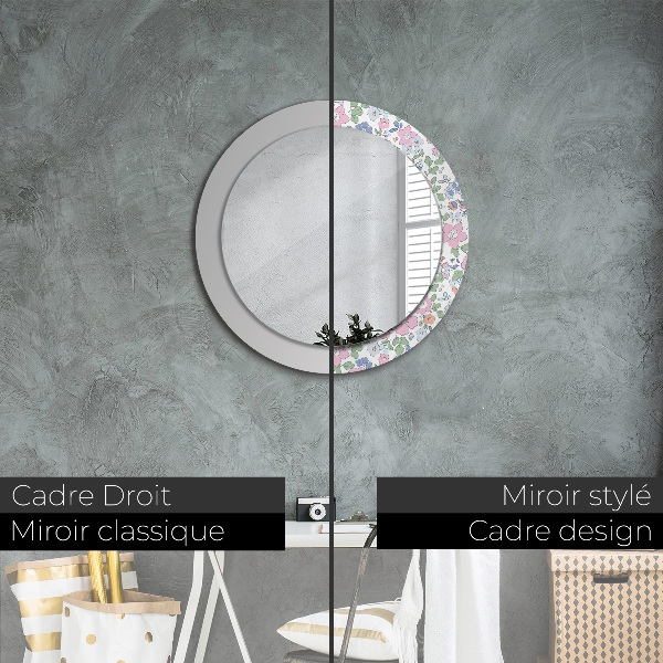 Circle decorative mirror Delicate flowers